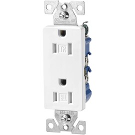 Eaton TR1107W Tamper Resistant Decorator Duplex Receptacle with 15-Amp, 125-Volt, NEMA 5-15, White