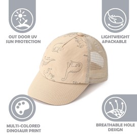 DRESHOW Toddler Baseball Cap Baby Sun Hat Cute Dinosaur Patterned Caps Unisex Baby Trucker Hats Infant Toddler Kid Hats for Boys Girls