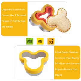 Mickey Sandwich Cutter and Sealer, Crustless Sandwich Maker for Kids Lunchbox and Bento Box