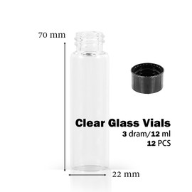 1st Choice Glass Vials, 4 Dram/ 16ml, Pack of 12 - Storage Bottle With PE Gasket