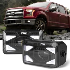 2Pcs F150 LED Fog Lights Assembly for Ford F150 (2015, 2016,2017, 2018, 2019, 2020 all trim levels), 2017-2018 Super Duty,with DRL Daytime Running Lights Rectangular Bumper Driving Lamp Set Kit