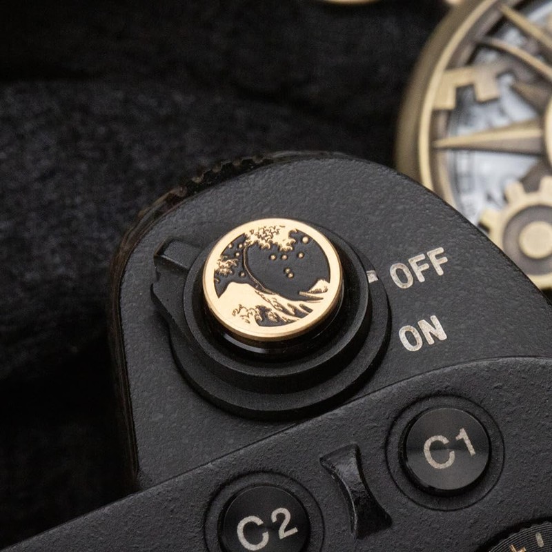 Kanagawa Wave Pattern Camera Hot Shoe Cover Shutter Button for