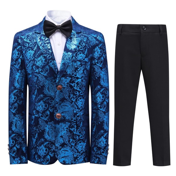 Traje formal de Tuexdo de jacquard, dorado, ajustado, 2 piezas,