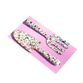 White Floral Garden Tool Set Metal Trowel And Fork Summer Flower Print Giftboxed