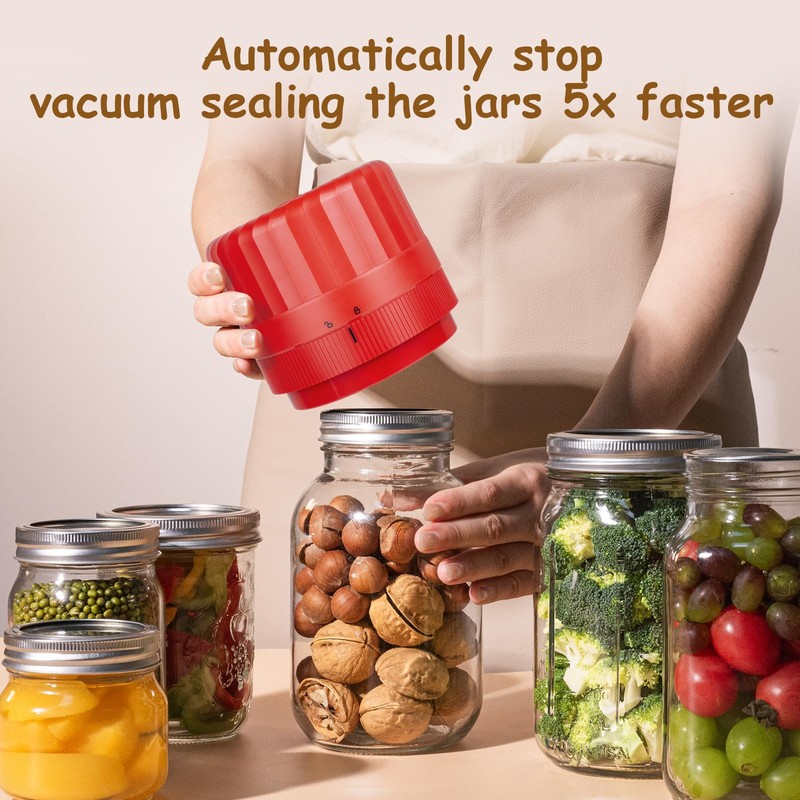 Fully Automatic Mason Jar Vacuum Sealer Kit - Auto Stop