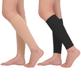Wegitcs 2 Pairs Calf Compression Sleeve for Women & Men, Footless Compression Socks 20-30mmHg for Leg Support, Plus Size Compression Sleeve for Shin Splints, Varicose Veins, Running, Cycling (Multi, XL)