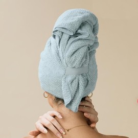 Quick Dry Hair Towel Wrap – Large Microfiber Hair Towel for Women, Lightweight & Absorbent, Less Frizz, Fast Drying (Blue, One Size)