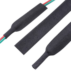 1" 5FT 2:1 Ratio Heat Shrink Braided Sleeving Cord Management Sleeve for Office Home Computer Wire Organizer Protection Automotive Marine Cable Bundling Irregular Shape Hose