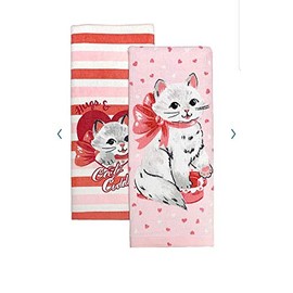 Celebrate Valentine's Day Together Vintage Cat Kitchen Towels 2-Pk