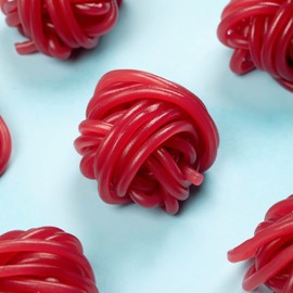 Kervan Candy Bebeto Strawberry Licorice Laces - Red Shoestring Licorice Laces for Braiding, Decorating Baked Goods & Making Knots - Soft & Chewy Candy (2 lbs)