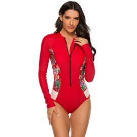 YATEEN Womens Athletic Training Swimsuit Long Sleeve Rashguard