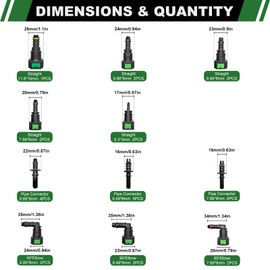 Japtend Fuel Line Repair Kit, 30pcs Fuel Line Quick Connector Assortment Kit 11 Size Hose Release Connect Straight Elbow Pipe Connector Fittings SAE 6.3mm to 11.8mm