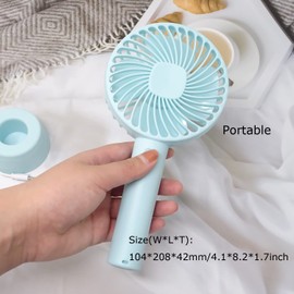 Honbay Handheld Rechargeable Fan Portable USB Fan Mini Hand Fan with Base for Home/Office/Travel - 3 Speeds, 4 Hours - Battery not Included (Blue)