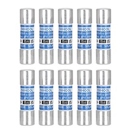 DIHOOL 15 Amp Solar Fuse Without in-Line Fuse Holder for Solar Connector, 10pcs 10x38mm