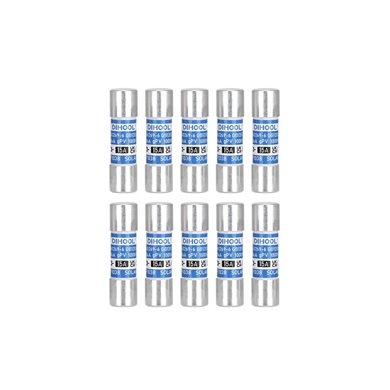 DIHOOL 15 Amp Solar Fuse Without in-Line Fuse Holder for