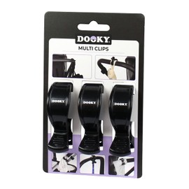 Dooky - Multi Hooks, Pack of 3 - For Pram/Buggy Bags, Pram Hooks Clips Multifunctional Bag Hooks - Black