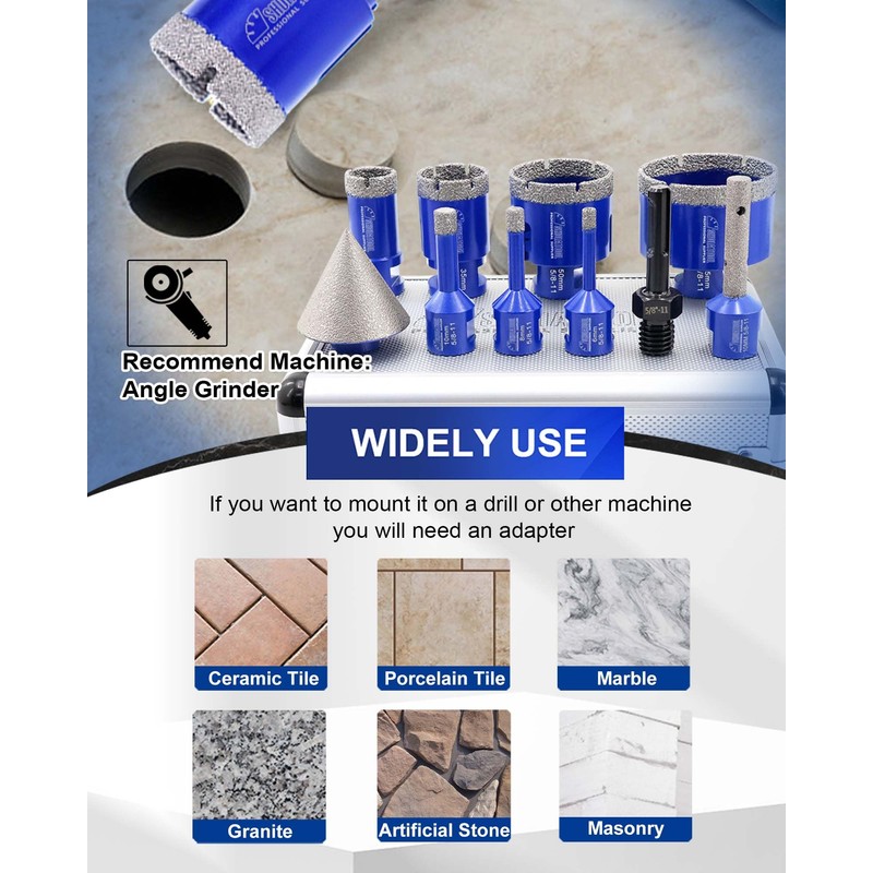 SHDIATOOL Diamond Drilling Core Bits Set Chamfer Bits for Porcelain