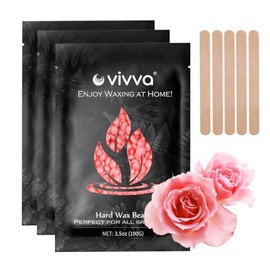 Vivva 300g Hard Wax Beans,Wax Beads With 10pcs Waxing Stick for Hair Removal Bikini Brazilian Waxing (Rose)