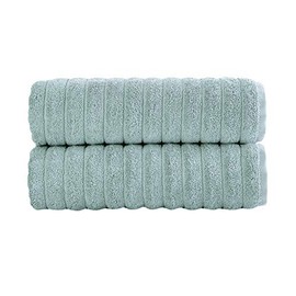 Classic Turkish Towels - Premium Cotton Quick-Dry Bath Towel Set - Thick and Absorbent, Ribbed 2-Piece Luxury Bathroom Towels, 27x54 Inches,100% Turkish Cotton (Spa Green)