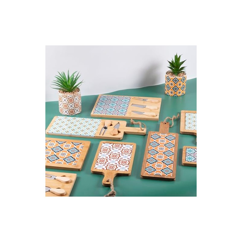 Valladolid 29 x 20 cm Square Ceramic and Bamboo Chopping