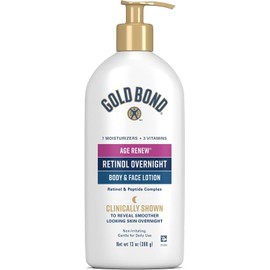 Gold Bond Age Renew Retinol Overnight Body & Face Lotion, With Retinol & Peptide Complex, 13 oz.