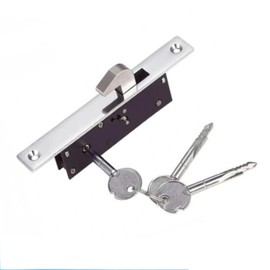 WANLIAN Pocket Door Lock with Keys,Storefront Hidden Door Lock Set,Sliding Door Locks,Concealed Swing Mortise Lock Replacement Parts,Silver,for Framed Patio/Sliding,Commercial,Interior,Window Doors