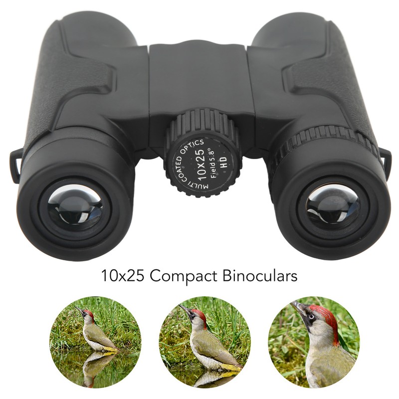 10x 25mm Compact Binoculars Small Pocket Folding Binoculars for Kids