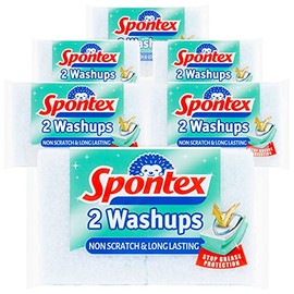 Spontex Non Scratch Washups Sponge Scourers - Pack of 6, Total 12