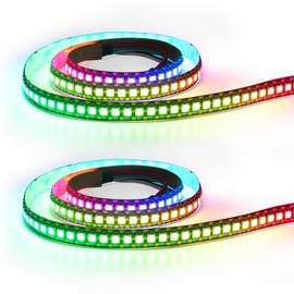 HJHX WS2812B LED Strip, 2-Pack 1m 144 LEDs Ws2812 Addressable Individually Controlled RGB Strip with Built-in IC for DIY Projects, 5V WS2812B High-Density for Indoor Use(No Adapter or Controller)
