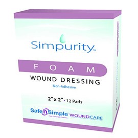 Simpurity Foam Non-Adhesive Foam Wound Dressing, 2" x 2", Box of 12