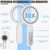 Rechargeable Magnifying Glass with Light, 30X 4.7IN Handheld Large Lightweight