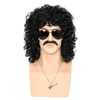 80s Short Black Curly Wig for Men,Long Curly Synthetic Wig