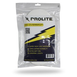 PROLITE Pro Overgrip - 30 Pack - White - Tacky Thin Grips for Tennis, Pickleball Paddles, Racquetball, Squash, Platform Tennis, Badminton and More - 30 Universal Length White Grips