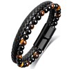 Adorashine Men's Braided Leather Bracelet, 8.3inch Black Braided Leather Stainless