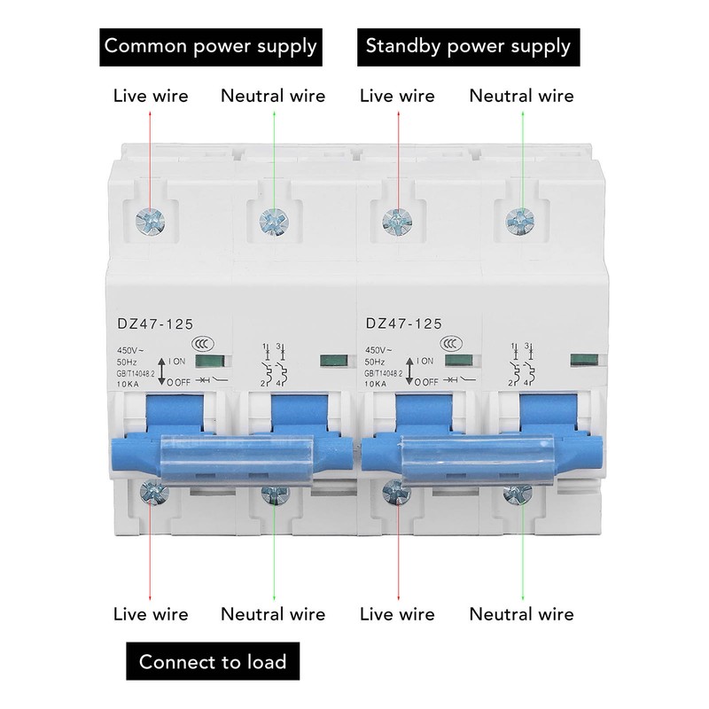 Interlock Circuit Breaker 10KA Breaking Capacity Rail Installation Mini Dual