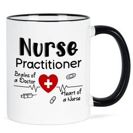 Cabtnca Nurse Practitioner Gifts, Nurse Gifts for Women, Nurse Practitioner Graduation Gifts, Nurse Week Gifts, Nurse Practitioner Supplies, NP Gifts, Brains of a Doctor Heart of a Nurse Mug, 11 Oz