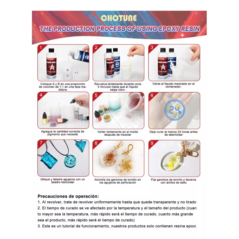 Chotune Resina Epoxica Cristal Trasparent Diy Arte Kit Epoxy 1:1