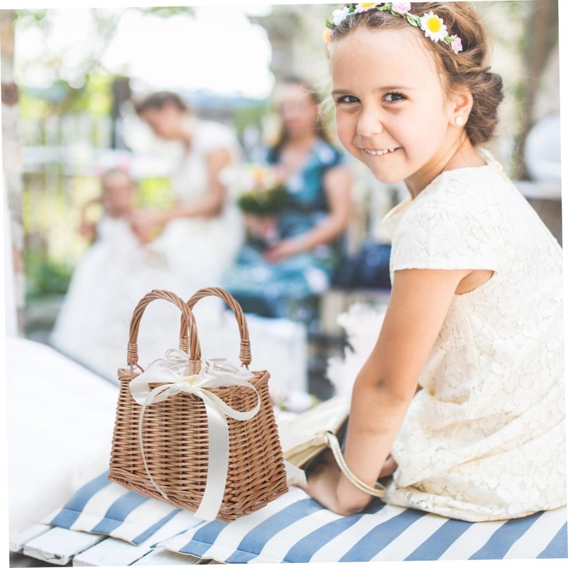 iplusmile 1Pc Woven Flower Basket Rattan Decorative Storage Container with