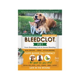 BleedClot Pet First Aid Blood Clotting Powder | The Best for All Animals to Stop Bleeding, Guaranteed | for Minor Cuts and Severe Arterial Bleeding | from The Makers of BleedStop (4 Pouches (0.5 oz))