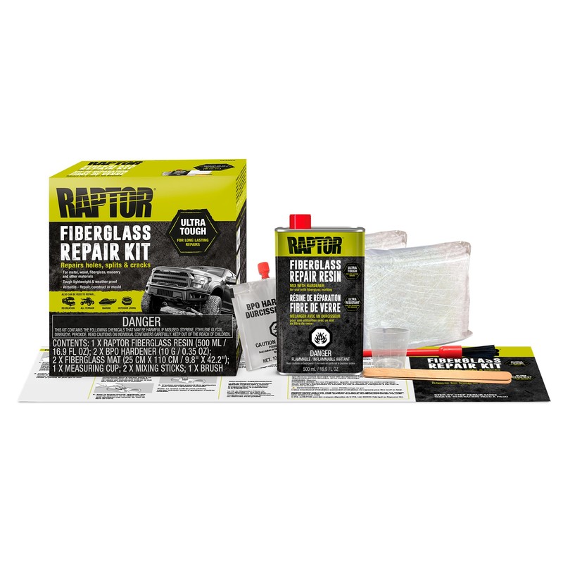 Raptor Fiberglass Repair Kit, Ultra Tough, for Long-Lasting Repairs On
