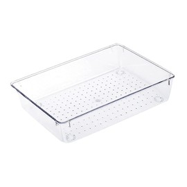 QUINTRA Clear Plastic Drawer Organizer Set, 4 Sizes, Desk Drawer Divider Organizer and Storage Container for Makeup, Jewelry, Gadgets for Kitchen (Purple, D)