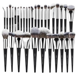 LORYP Professional Makeup Brushes Set 32Pcs Matte Black Cosmetic Brush Kit for All Face & Eye of Soft Vegan Synthetic Hair for Artists & Enthusiasts