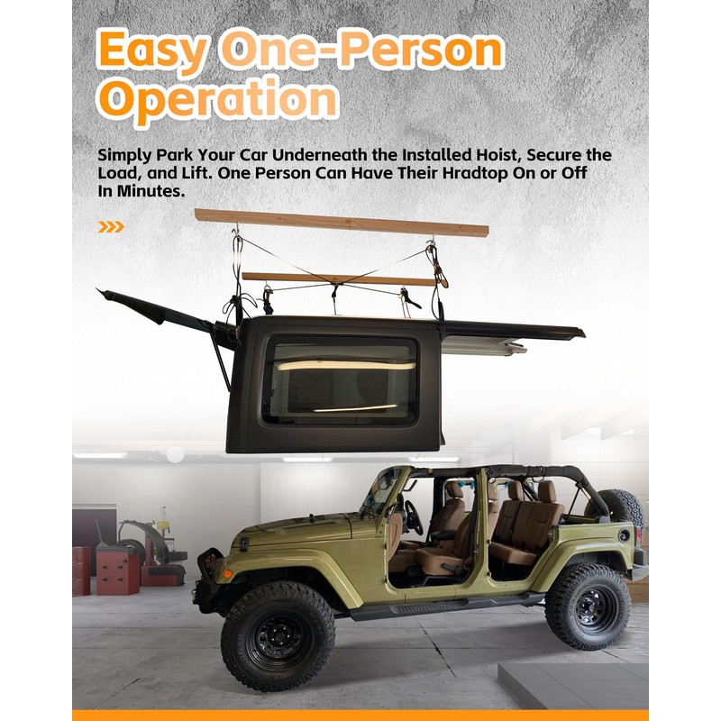 Broaddict Hard Top Removal Lift fit for Jeep Wrangler Ford