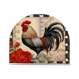 Qilmy Retro Red Rooster Napkin Holder for Tables –Napkin Holders for Kitchen, Table Napkin Holders, Cocktail Napkin Holder,Paper Napkins Holder23