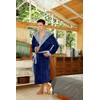 U2SKIIN Mens Fleece Hooded Robe Plush Bathrobe (Navy/Light Grey, S/M)