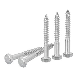 DTGN M6x50mm Hex Lag Bolts -15 Pack - for Woodworking, Furniture - 304 Stainless Steel Partial Thread Hexagon Head Lag Screws for Wood - Silver