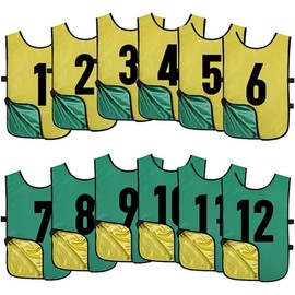 MILLUR 12 Pack Reversible Numbered Pinnies, Double Sided Scrimmage Vest,for Soccer, Basketball Scrimmages Team Practice Jerseys