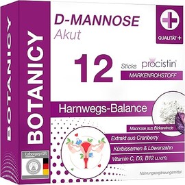 D-MANNOSE + CRANBERRY AKUT Powder Sticks for Urinary Tract and Bladder, Contains Dandelion, Pumpkin Seed, Vitamin C and L-Methionine (12x 3 g Sachets)