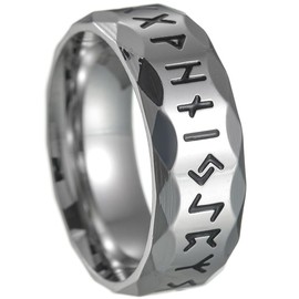 Jude Jewelers 8mm Stainless Steel Norse Viking Raven Runes Band Style Biker Cocktail Party Ring (Silver, 13)