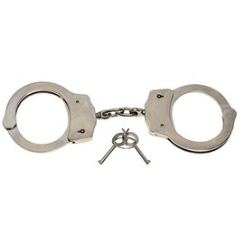 MFH Handschellen Deluxe aus Stahl, vernickelt Double-Lock 2 Schlüssel Securityhandschellen Polizei SWAT Fasching Silber